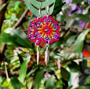 Fiesta colored brightly beaded earrings